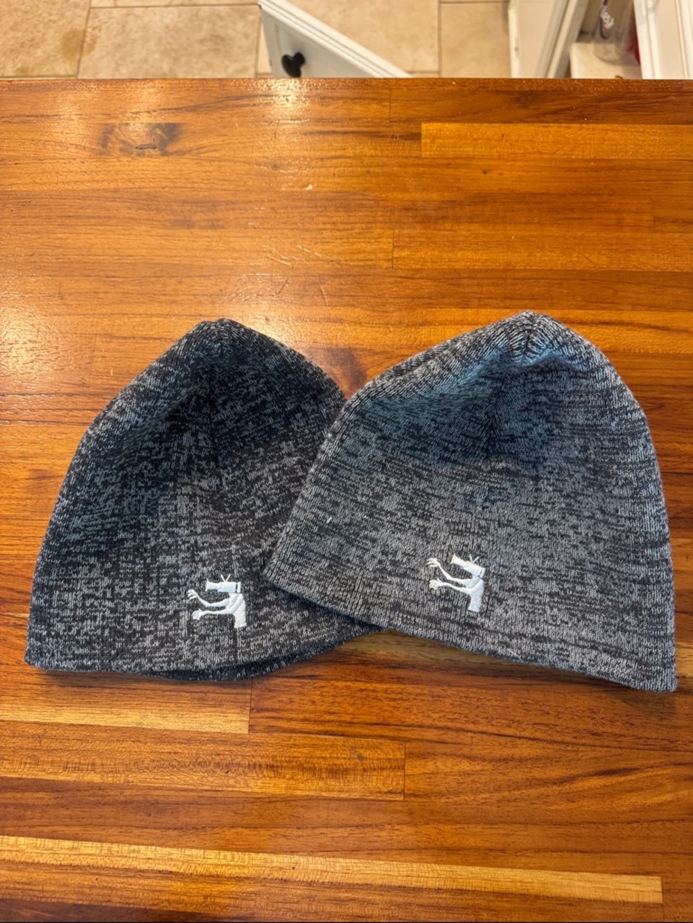 Gray Marled Beanie Hat with White camera Logo